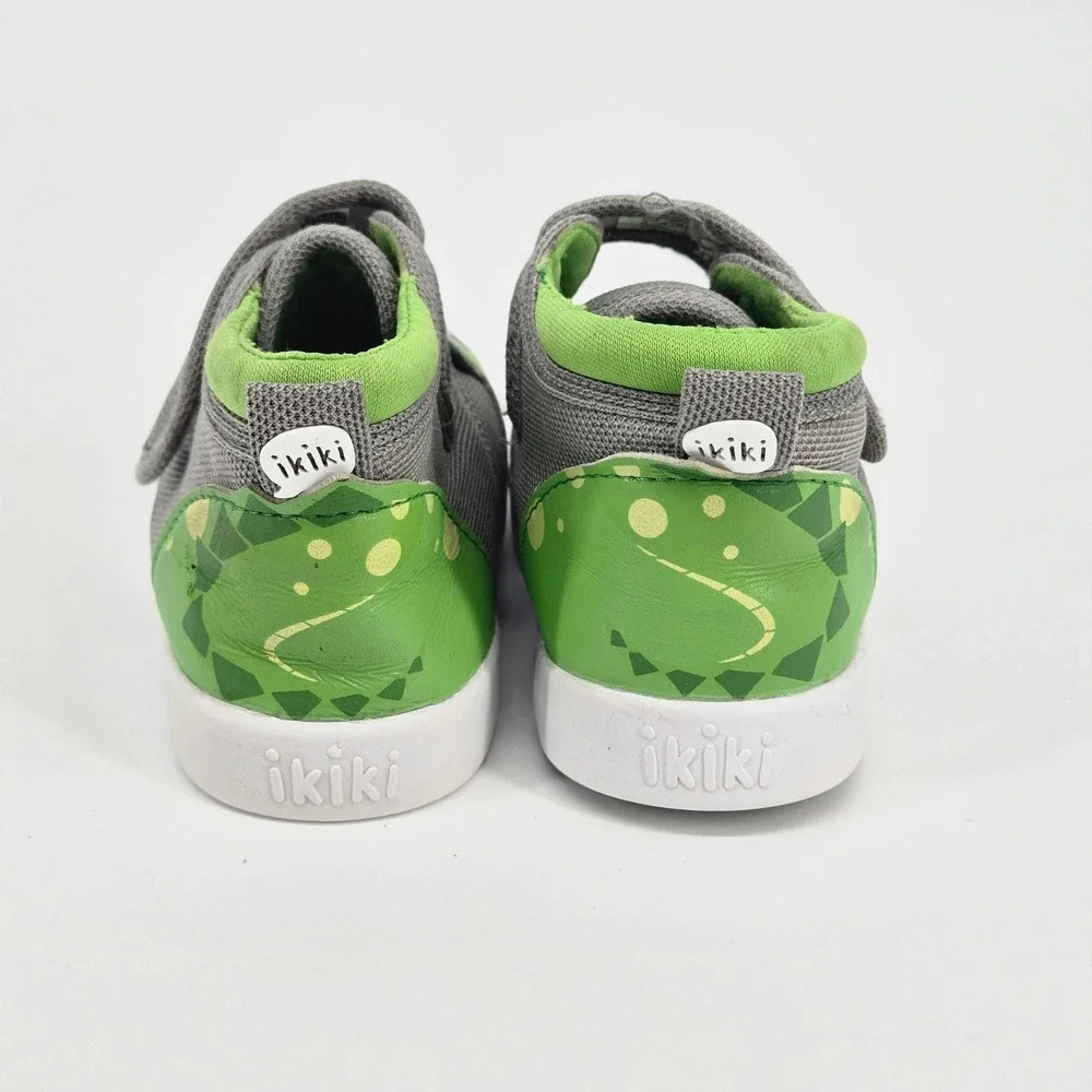 ikiki Oliver the Dragon Squeaky Wide Toe Box Grey Green Toddler Shoes Sneaker 5